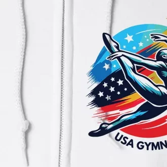 Usa 2024 Summer Gymnastics Gymnast 4th Of July Full Zip Hoodie