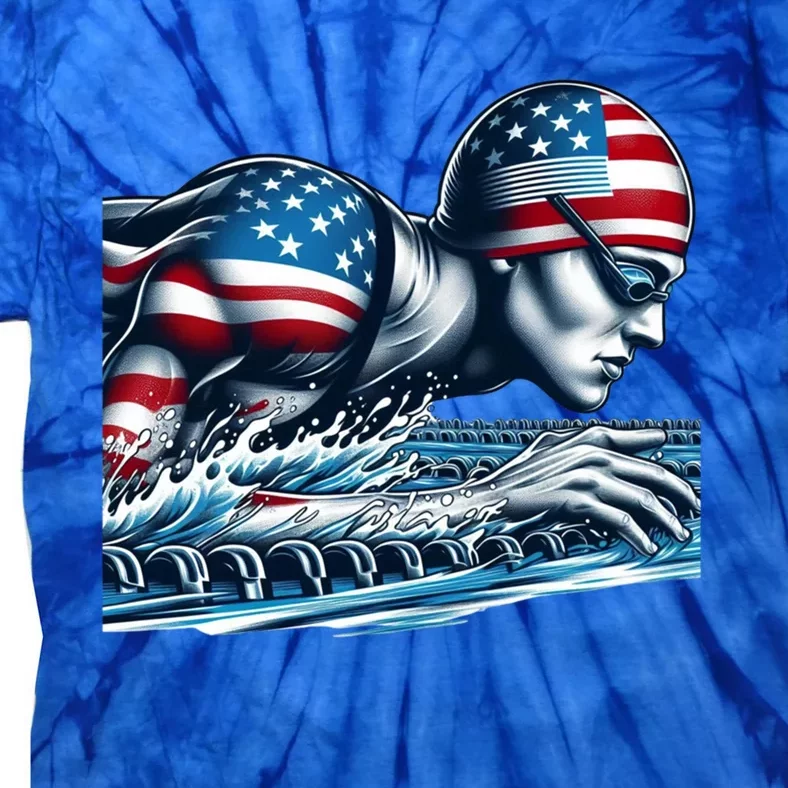 Usa 2024 Sport Summer Swimming Support Games Graphic Gift Tie-Dye T-Shirt