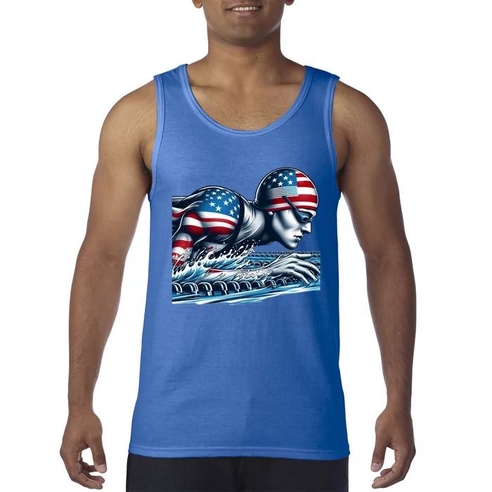 Usa 2024 Sport Summer Swimming Support Games Graphic Gift Tank Top