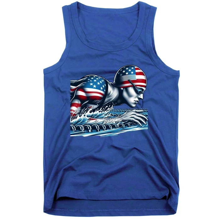 Usa 2024 Sport Summer Swimming Support Games Graphic Gift Tank Top