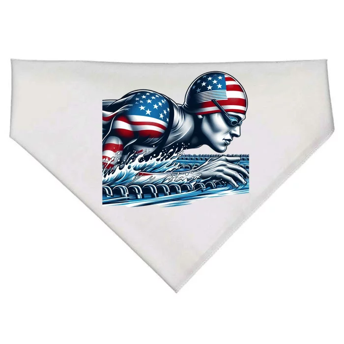 Usa 2024 Sport Summer Swimming Support Games Graphic Gift USA-Made Doggie Bandana