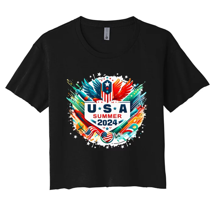 Usa 2024 Summer Games United States 2024 Usa Women's Crop Top Tee