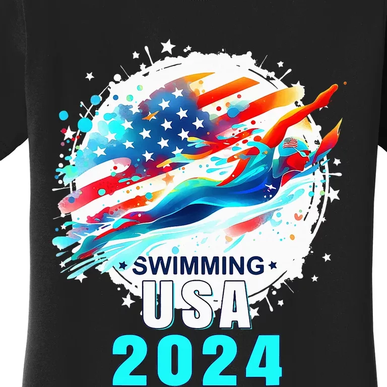 Usa 2024 Summer Games Swimming America Swimming 2024 Usa Women's T-Shirt