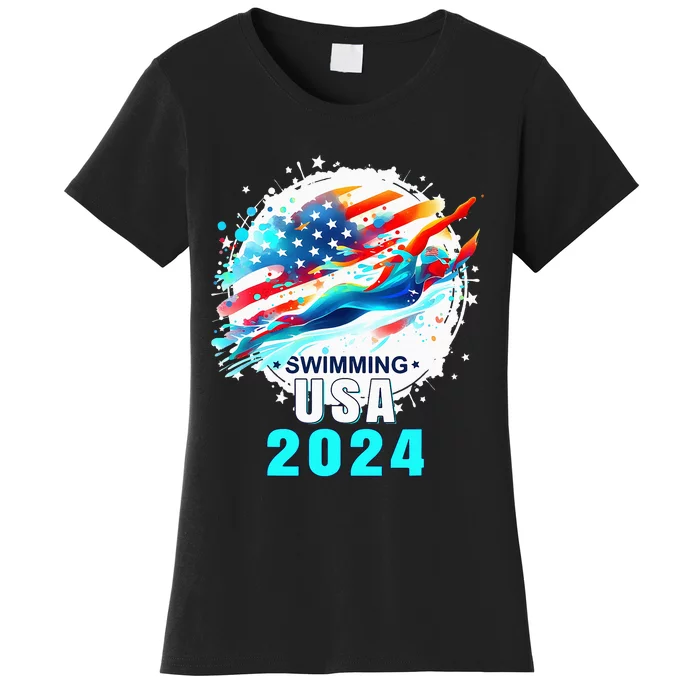 Usa 2024 Summer Games Swimming America Swimming 2024 Usa Women's T-Shirt