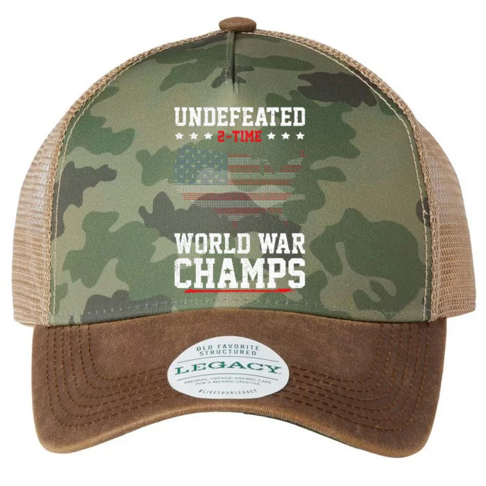 Undefeated 2 Time World War Champs Patriotic 4th Of July Legacy Tie Dye Trucker Hat