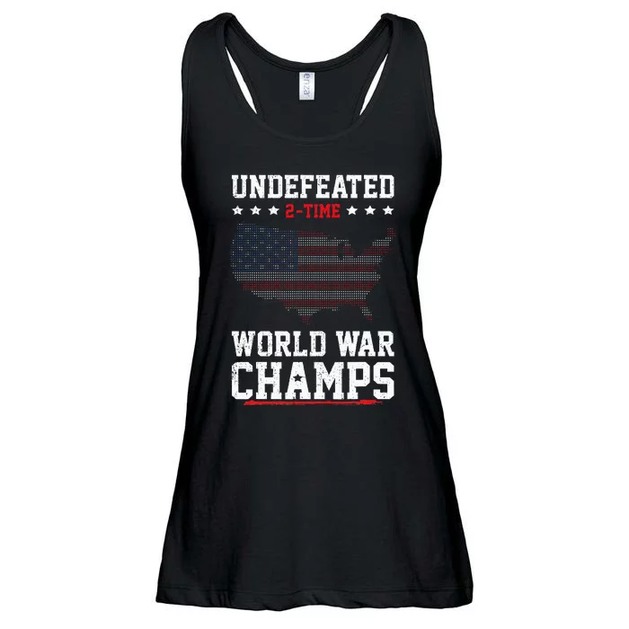 Undefeated 2 Time World War Champs Patriotic 4th Of July Ladies Essential Flowy Tank