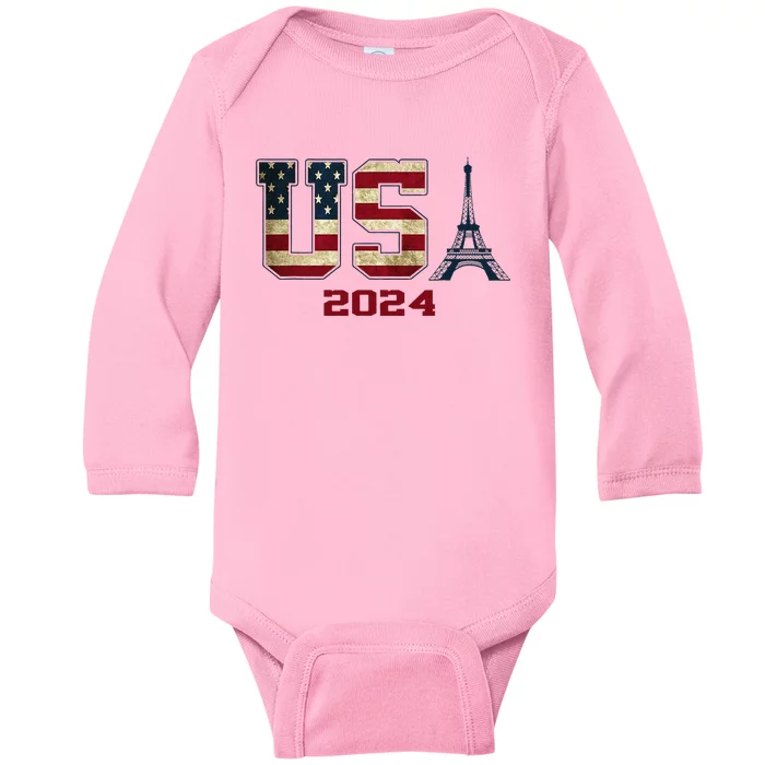 Usa 2024 United States Sport Us American Flag Team 2024 Baby Long Sleeve Bodysuit