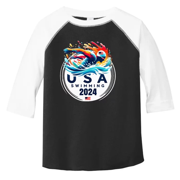 Usa 2024 United States American Sport 2024 Swimming Toddler Fine Jersey T-Shirt