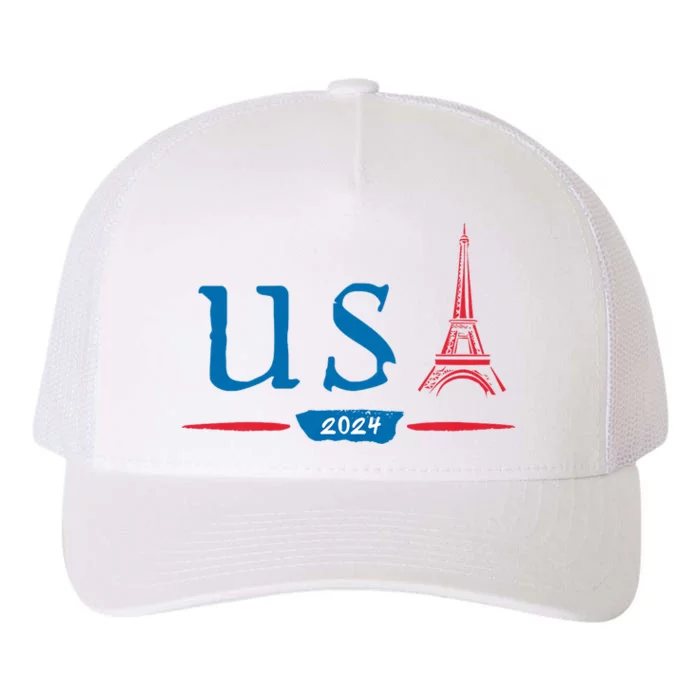 Usa 2024 United States Usa Paris Souvenir Holiday 2024 Eiffel Tower Paris Usa Yupoong Adult 5-Panel Trucker Hat