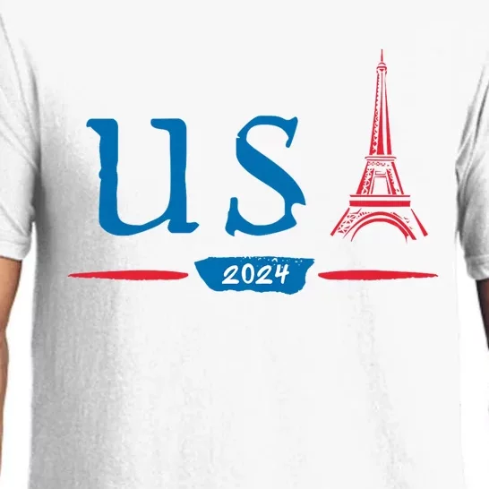 Usa 2024 United States Usa Paris Souvenir Holiday 2024 Eiffel Tower Paris Usa Pajama Set