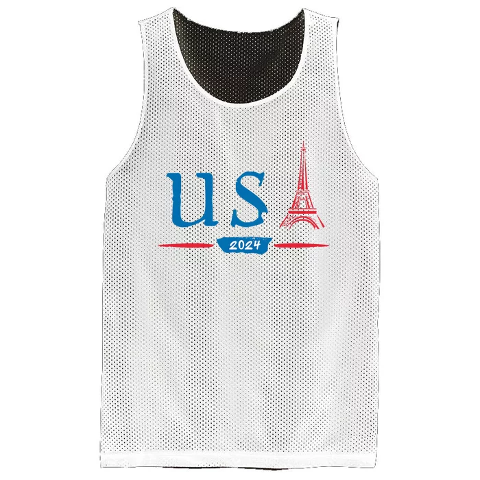 Usa 2024 United States Usa Paris Souvenir Holiday 2024 Eiffel Tower Paris Usa Mesh Reversible Basketball Jersey Tank