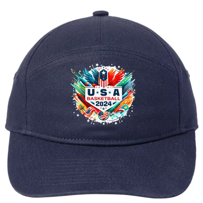 Usa 2024 United States Basketball American Sport 2024 Usa 7-Panel Snapback Hat