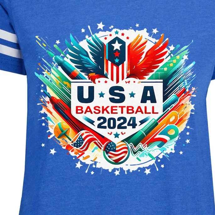 Usa 2024 United States Basketball American Sport 2024 Usa Enza Ladies Jersey Football T-Shirt