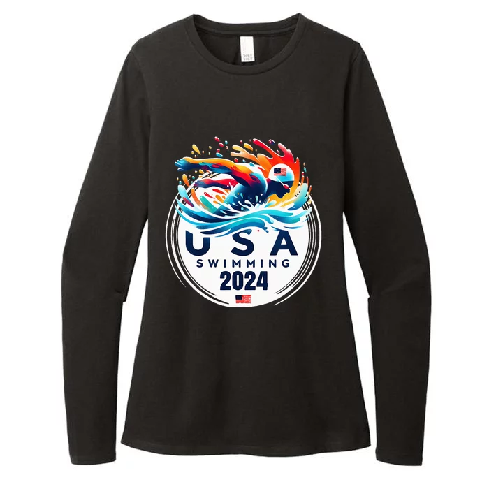 Usa 2024 United States American Sport 2024 Swimming Womens CVC Long Sleeve Shirt