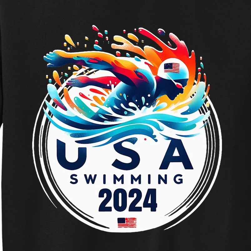 Usa 2024 United States American Sport 2024 Swimming Tall Sweatshirt