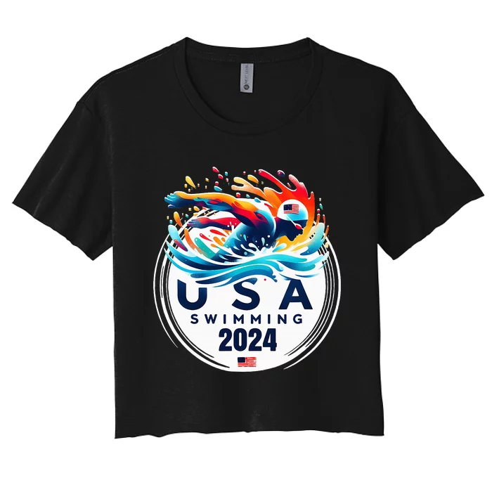 Usa 2024 United States American Sport 2024 Swimming Women's Crop Top Tee