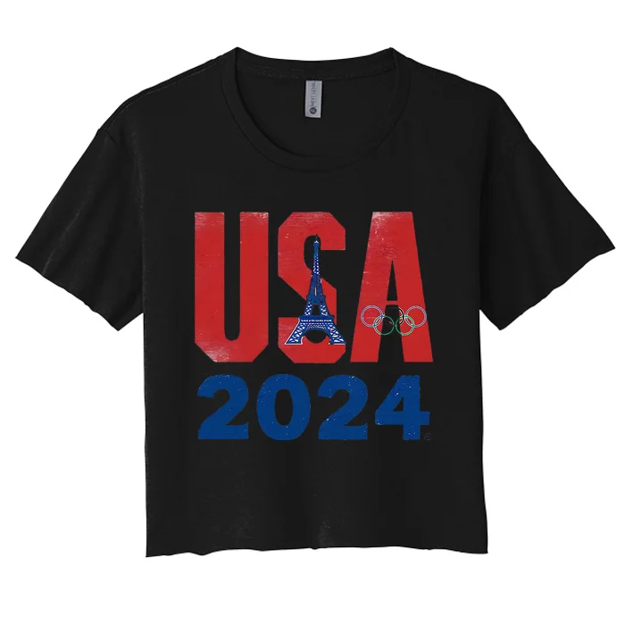 Usa 2024 Us Flag Supporters Women's Crop Top Tee