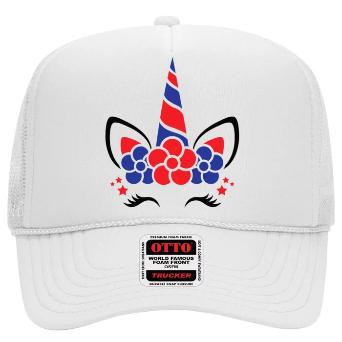 Unicorn 4th Of July High Crown Mesh Trucker Hat