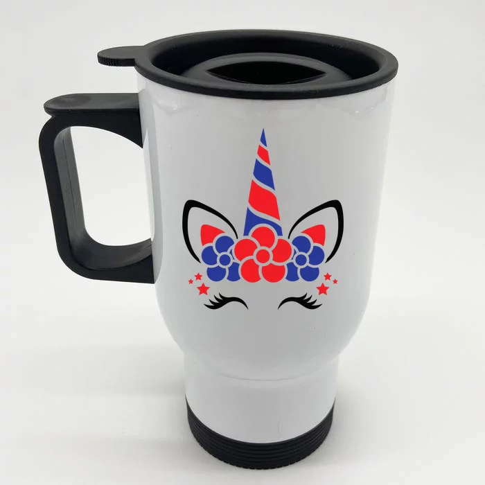 Unicorn 4th Of July Front & Back Stainless Steel Travel Mug