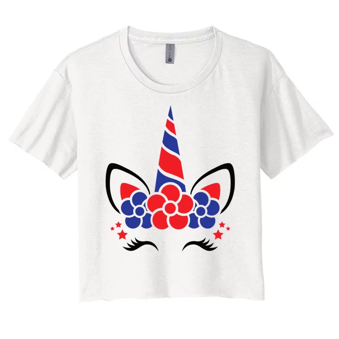 Unicorn 4th Of July Women's Crop Top Tee