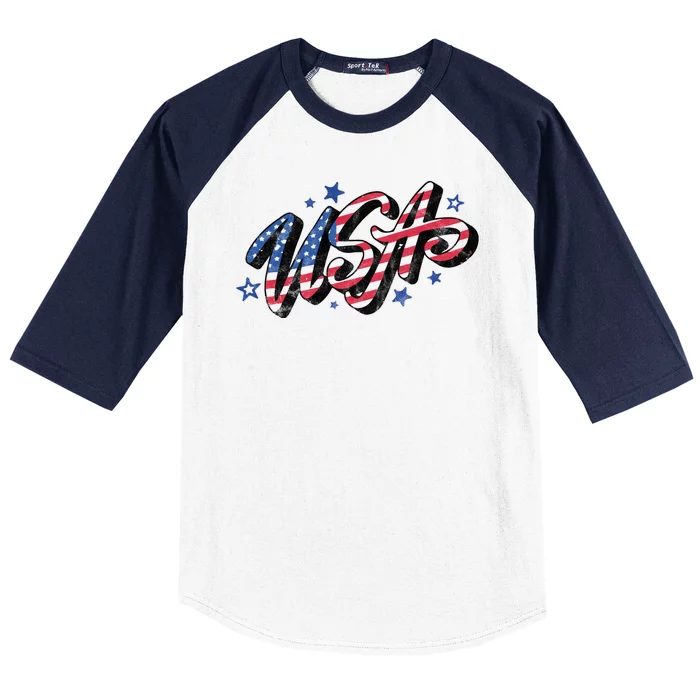 Usa 4th Of July Vintage Star Baseball Sleeve Shirt