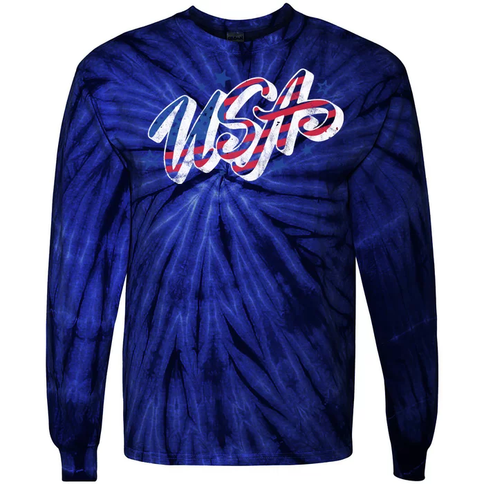 Usa 4th Of July Vintage Star Tie-Dye Long Sleeve Shirt