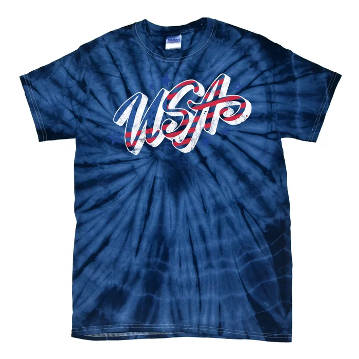 Usa 4th Of July Vintage Star Tie-Dye T-Shirt