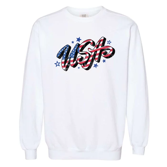 Usa 4th Of July Vintage Star Garment-Dyed Sweatshirt