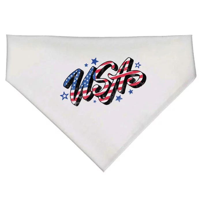 Usa 4th Of July Vintage Star USA-Made Doggie Bandana