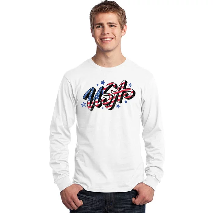 Usa 4th Of July Vintage Star Tall Long Sleeve T-Shirt