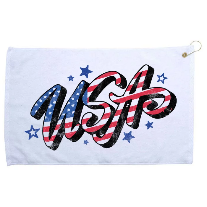 Usa 4th Of July Vintage Star Grommeted Golf Towel