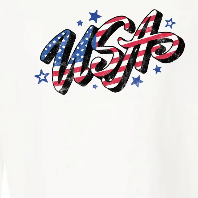 Usa 4th Of July Vintage Star Cropped Pullover Crew