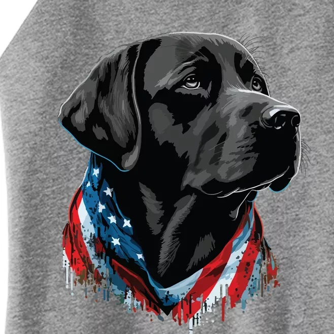 USA 4th Of July Black Patriotic American Labrador Retriever Women’s Perfect Tri Rocker Tank