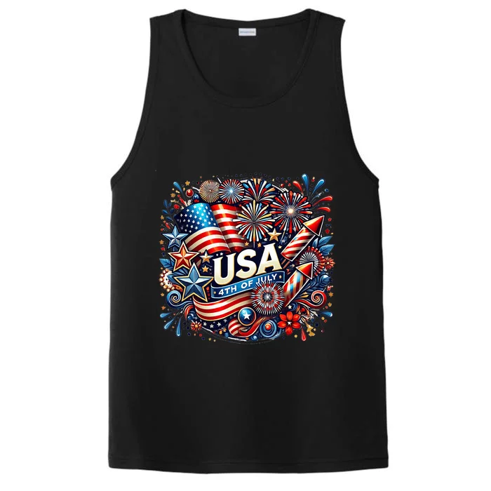 Usa 4th Of July Performance Tank