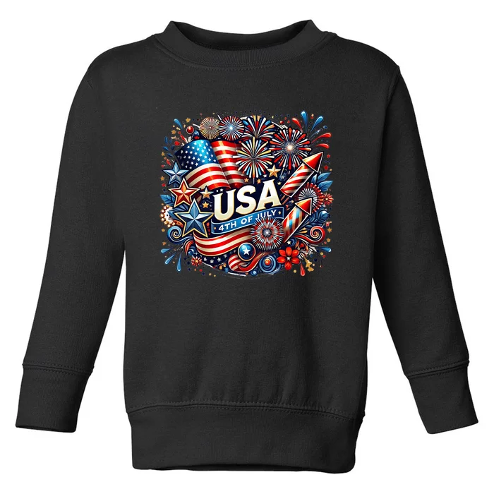 Usa 4th Of July Toddler Sweatshirt