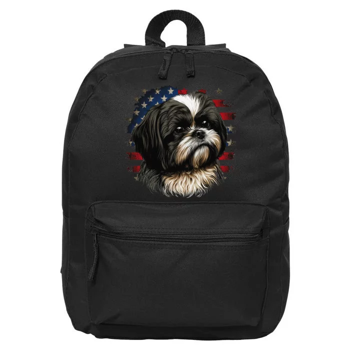 USA 4th Of July Shih Tzu on Patriotic American Shih Tzu 16 in Basic Backpack