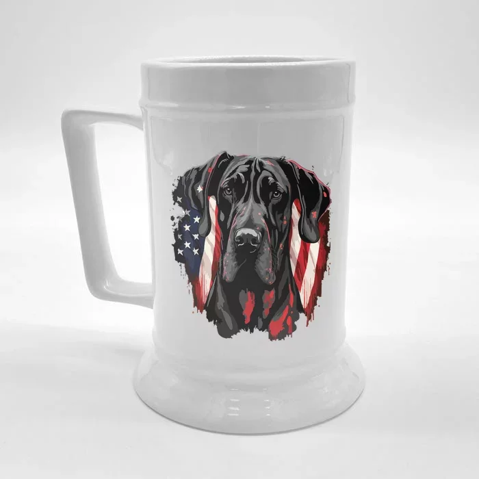 USA 4th Of July Great Dane On Patriotic American Great Dane Front & Back Beer Stein