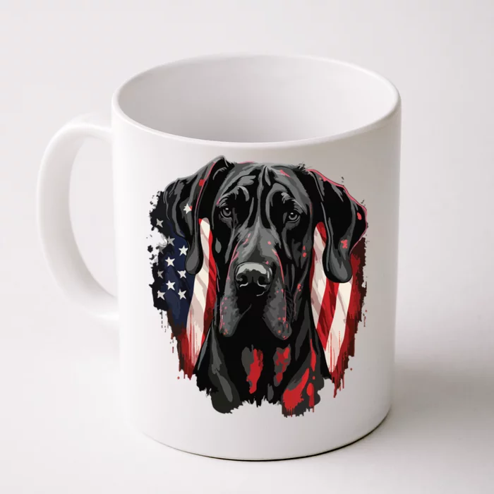 USA 4th Of July Great Dane On Patriotic American Great Dane Front & Back Coffee Mug