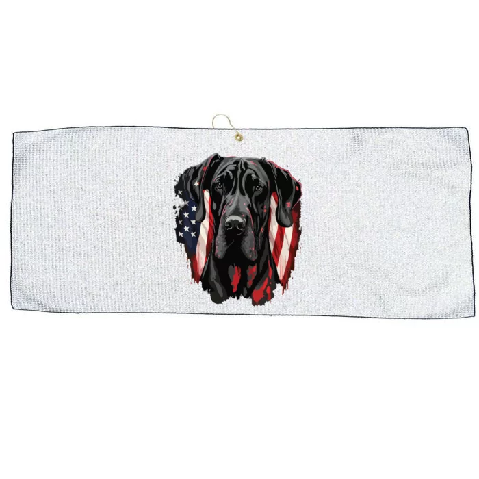 USA 4th Of July Great Dane On Patriotic American Great Dane Large Microfiber Waffle Golf Towel