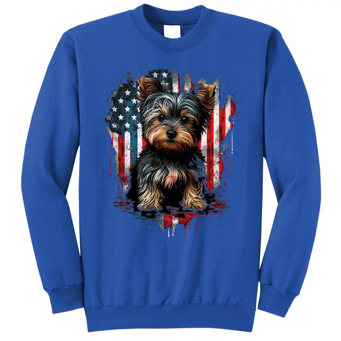 Usa 4th Of July Patriotic American Yorkshire Terrier Tall Sweatshirt