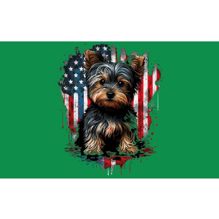 Usa 4th Of July Patriotic American Yorkshire Terrier Bumper Sticker