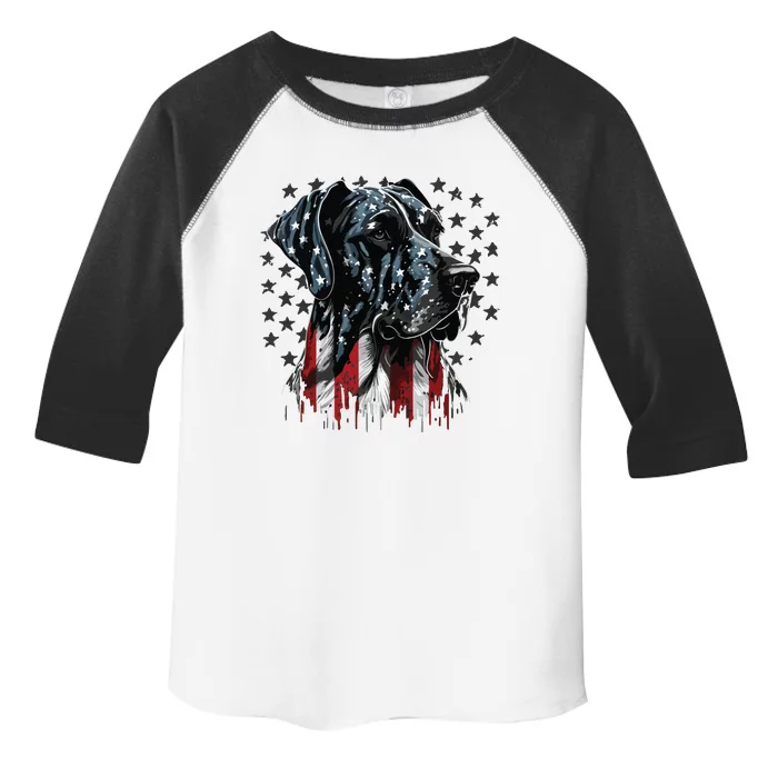 USA 4th Of July Great Dane On Patriotic American Great Dane Toddler Fine Jersey T-Shirt