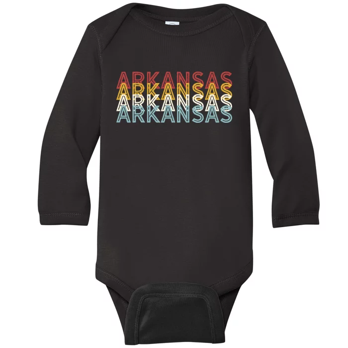 USA 70's State Retro Vintage Arkansas Baby Long Sleeve Bodysuit