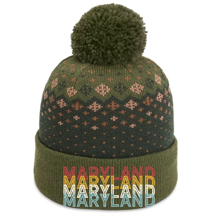 USA 70's State Retro Vintage Maryland The Baniff Cuffed Pom Beanie