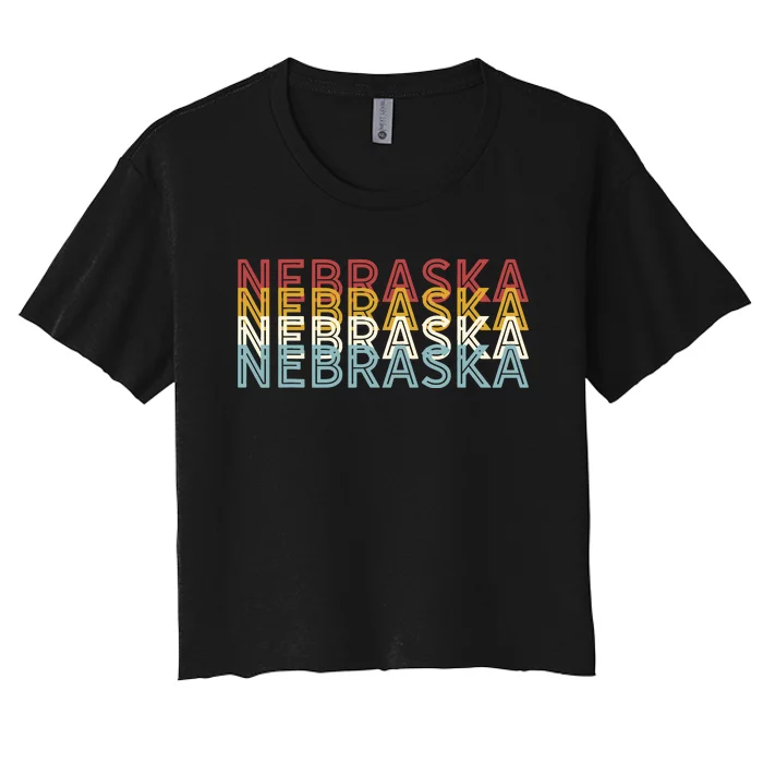 Usa 70s State Retro Vintage Nebraska Women's Crop Top Tee