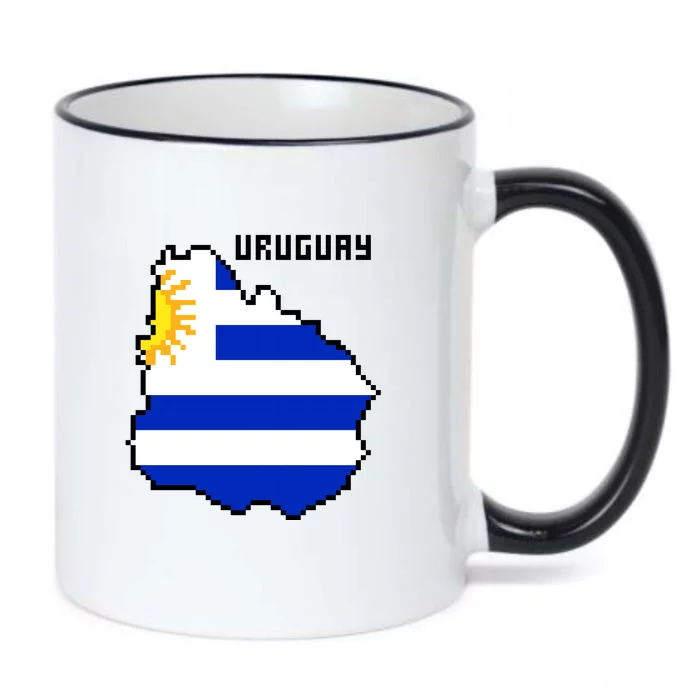 Uruguay 8 Bit Pixelated Black Color Changing Mug