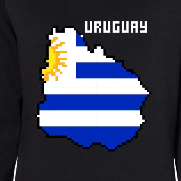 Uruguay 8 Bit Pixelated Womens California Wash Sweatshirt