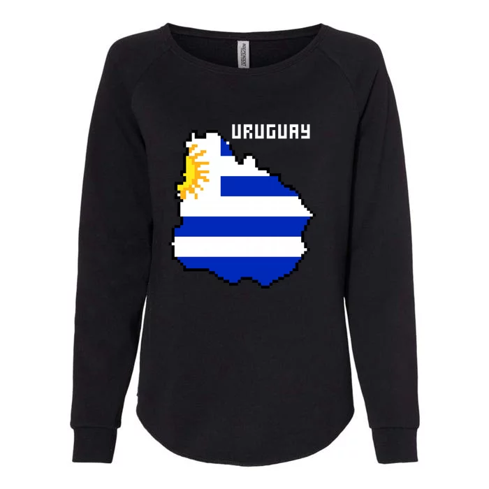 Uruguay 8 Bit Pixelated Womens California Wash Sweatshirt