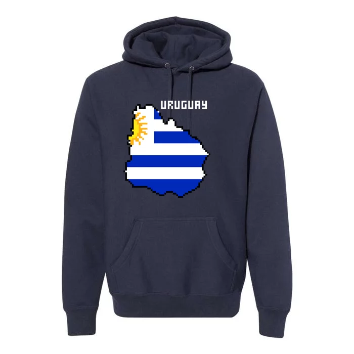 Uruguay 8 Bit Pixelated Premium Hoodie