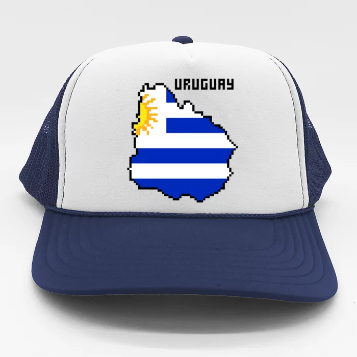 Uruguay 8 Bit Pixelated Trucker Hat